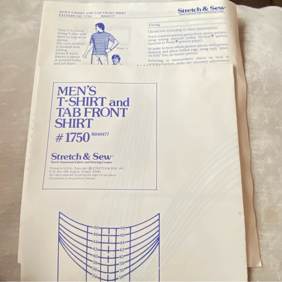 Vintage Stretch & Sew Pattern Mens T Shirt And Tab Front Shirt - Picture 3 of 3